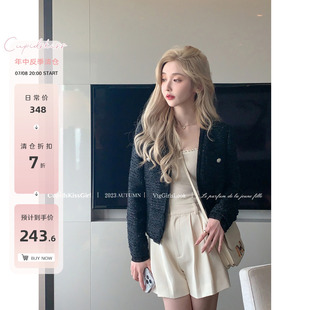 夜黎明dawn csk丘比特 拼接精致有钱气质小香外套 福利6折清仓