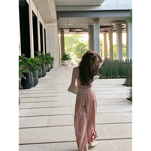 【福利6折清仓】csk丘比特 茶染 新中式麻甩抓周阔腿裤休闲长裤