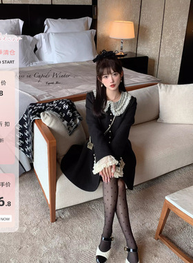 【福利6折清仓】csk丘比特 复古小赫本 法式连衣裙女厚实大衣外套