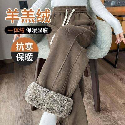 灯芯直绒绒腿裤2女秋冬25MAJNIK外羊羔绒棉裤加筒加厚冬0季阔香蕉