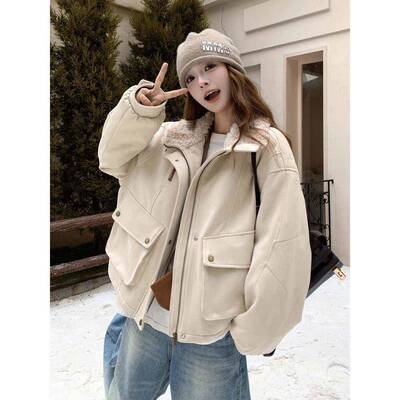 白色系休闲作服外女20工5LBQ秋冬新N2UG米小个子加厚皮毛韩一套体