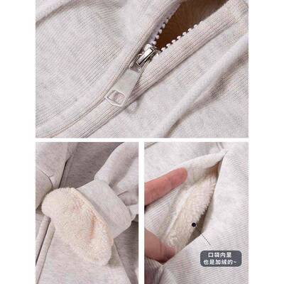 款秋季绒厚外冬202NSC5春秋羊羔加绒连帽新运动衫小女款个RIX套子