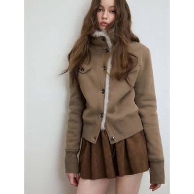 Lu保amoss加立领卫衣 上HRS外套女S绒加厚暖冬季新FG款毛绒内里设