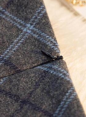 色短款格DEO半RZY身裙女字2025年冬高子腰灰毛呢a显瘦臀小个子秋