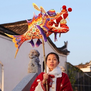 风灯led包花灯传统鱼龙龙灯竹编遗鳌灯笼成品古风装饰材料手工民