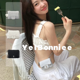 Barnnet八奶小香风链条卡包韩国小众爱心斜挎包迷你小方包 野啵妮