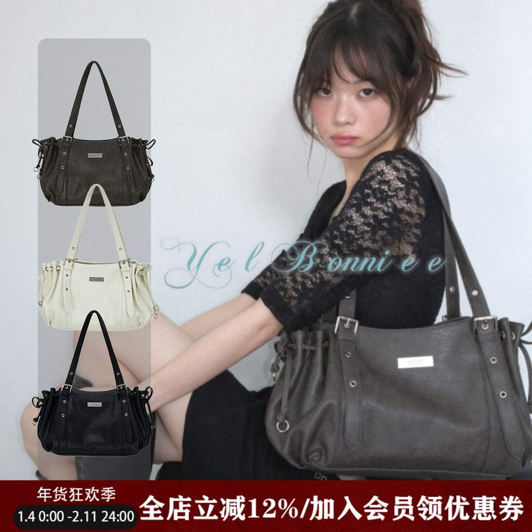 野啵妮 33号窄门/韩国ason新品暗黑复古抽绳流浪包饺子包托特女包,箱包皮具/热销女包/男包,托特包,淘宝优惠券,粉丝福利购,淘宝优惠卷