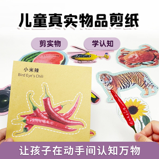 剪纸儿童手工认知卡片蒙氏启蒙早教宝宝手工DIY益智玩具安全剪刀