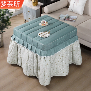 新款 大裙摆烤火桌子罩套桌布加厚棉电炉罩正方形烤火被取暖桌罩套