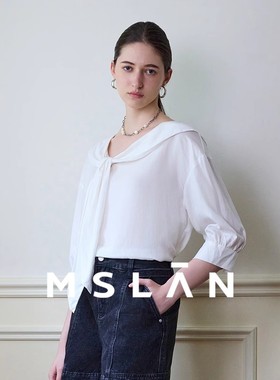 【莱赛尔面料】MSLAN春季白色简约显瘦雪纺水手领衬衫MEBA1522