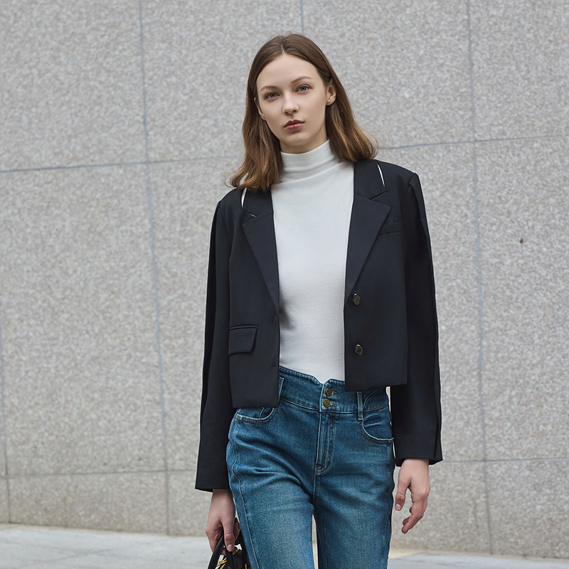 MSLAN羊毛精纺长袖西装外套