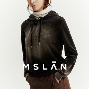 小个子棉质套衫 MSLAN丝绒慕斯 复古重工水洗连帽卫衣冬季