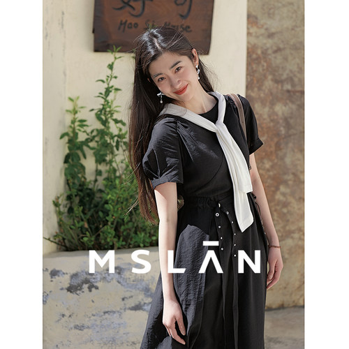 MSLAN夏季透气收腰显瘦连衣裙