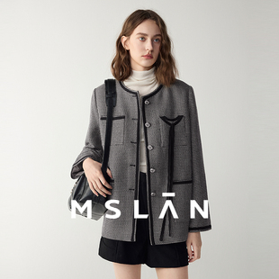 MSLAN秋冬miu系千鸟格小香风粗花呢外套MFCE2510 巴黎 时尚