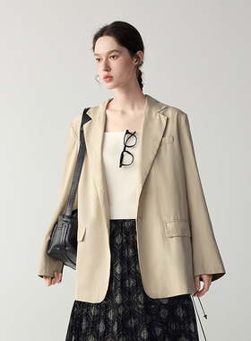 【透气天丝麻】MSLAN春季莱赛尔时尚拼接亚麻轻盈西装MFCE2508