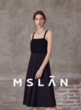 MSLAN优雅时尚手钩打揽高腰显瘦吊带连衣裙MFAV4103