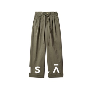 MSLAN时尚 女MGAK092 简约高腰挺括休闲松弛感阔腿裤