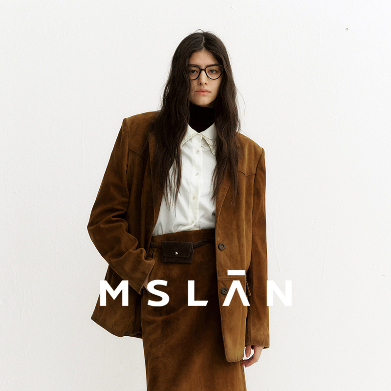 MSLAN冬季法式复古肌理仿醋酸垂顺压花柔滑衬衫MGDN113