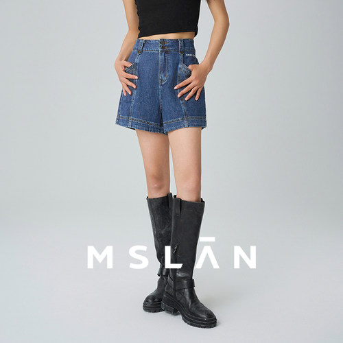 高腰两粒扣/牛仔短裤MSLAN