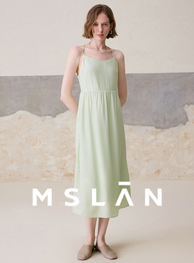 【自在两条带】MSLAN春夏莫代尔度假连衣裙打揽吊带裙MFBN4106