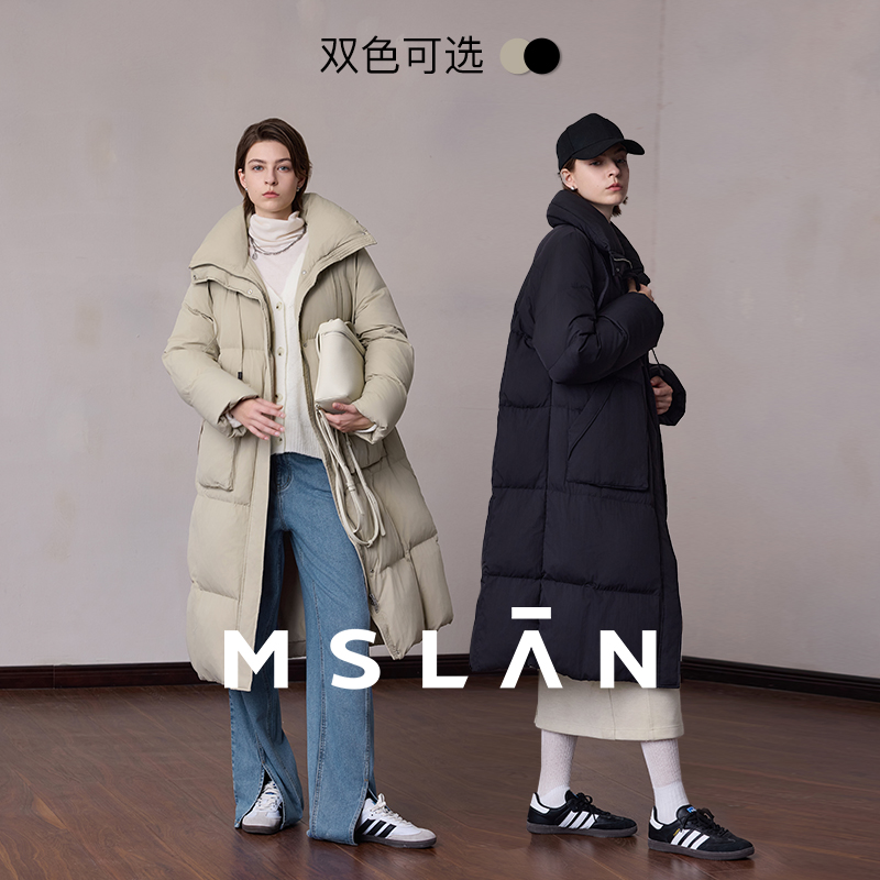 MSLAN云感立领大口袋长款羽绒服
