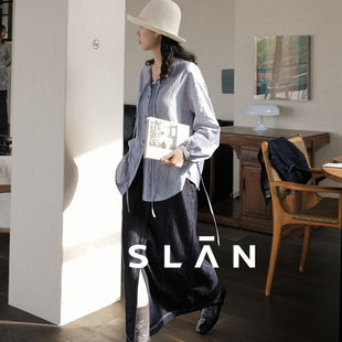 衬衫 「彼得潘」MSLAN早春经典 文艺衬衣垂顺系带桑蚕丝柔软长袖