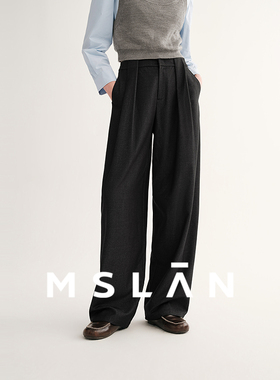 MSLAN通勤美学 松弛感松紧腰宽松阔腿百搭休闲裤