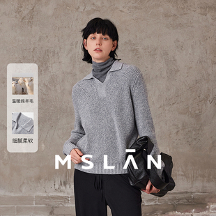 松弛感学院polo翻领毛衣女MFDN564 MSLAN羊绒针织衫 午后巴黎