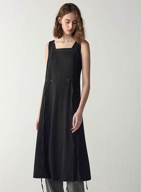 气质赫本风|MSLAN春夏复古系带小黑裙无袖背心连衣裙MGAT180