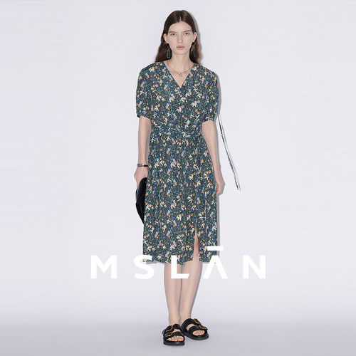 MSLAN普罗旺斯浪漫法式收腰裙