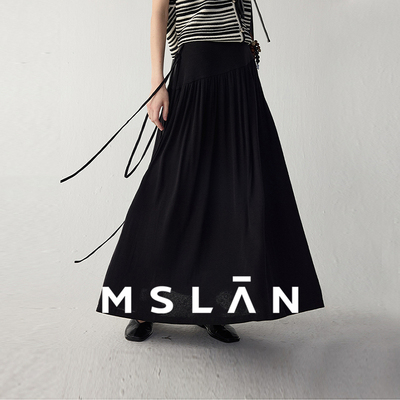 MSLAN丨天丝羊毛 26春舒适柔软褶皱半身裙细褶设计中长裙MGCQ073