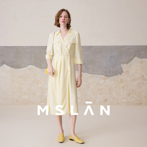 MSLAN法式时髦显白收腰连衣裙