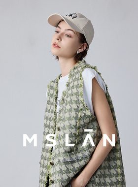 MSLAN26春粗花呢宽松显瘦复古圣诞毛边小香风马甲