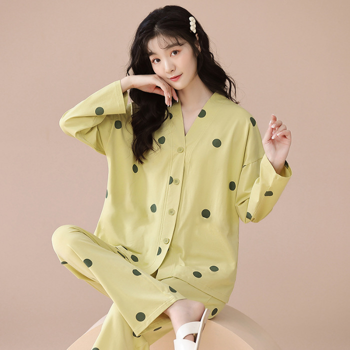 开衫长袖家居服睡衣套装