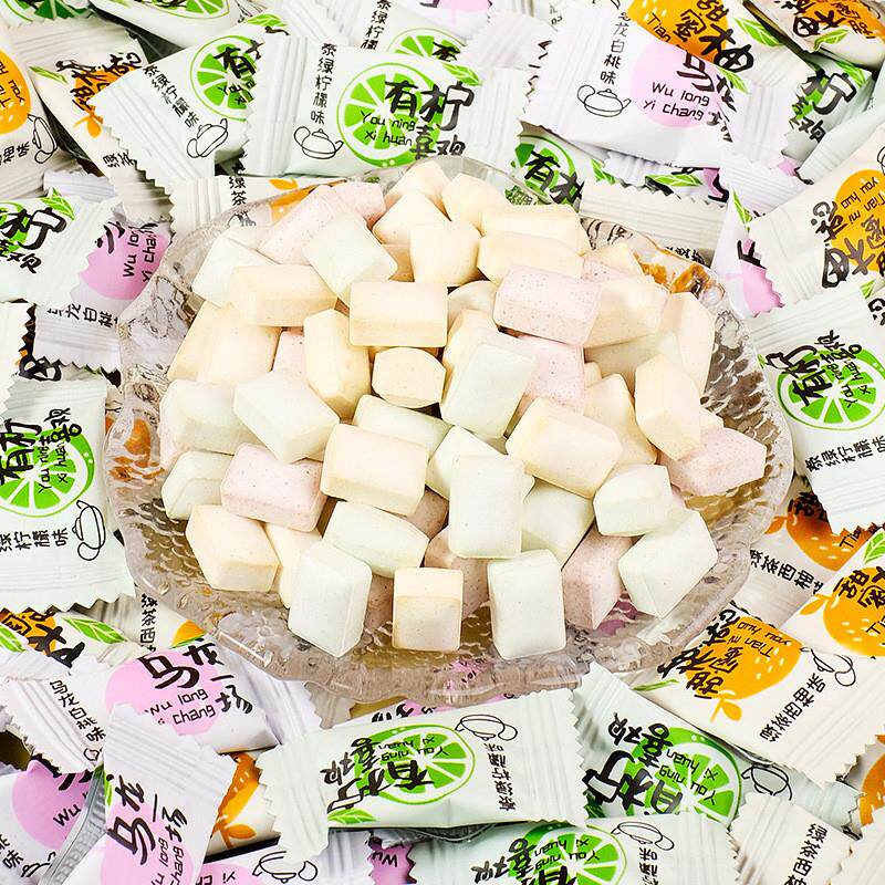 水果味茶糖西柚绿茶味乌龙白桃味混合果味糖果休闲追剧小零食品