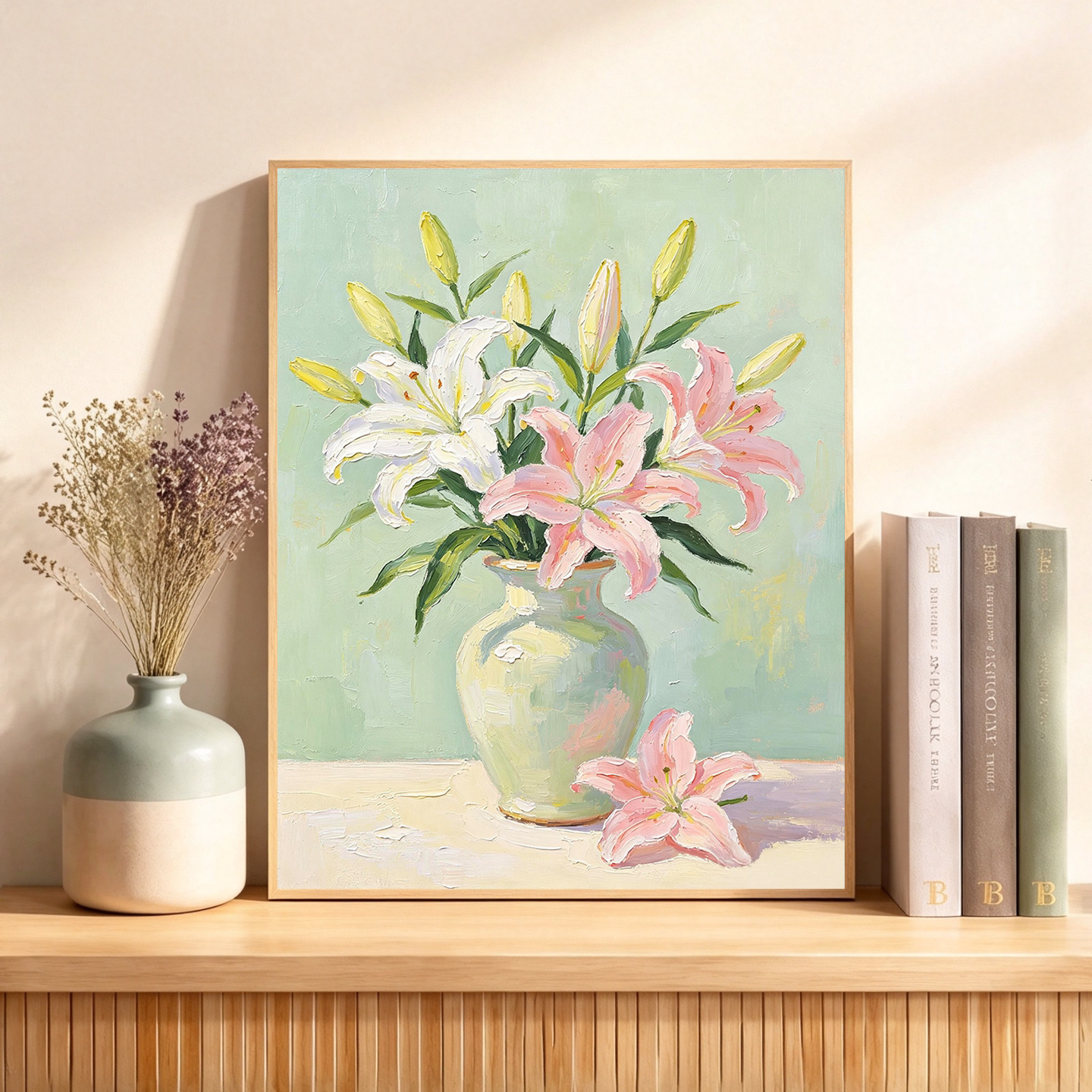 白百合花瓶diy数字油画清新静物