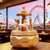 森活木趣独角兽旋转木马音乐盒刻字八音盒摆件女生情人节礼物生日