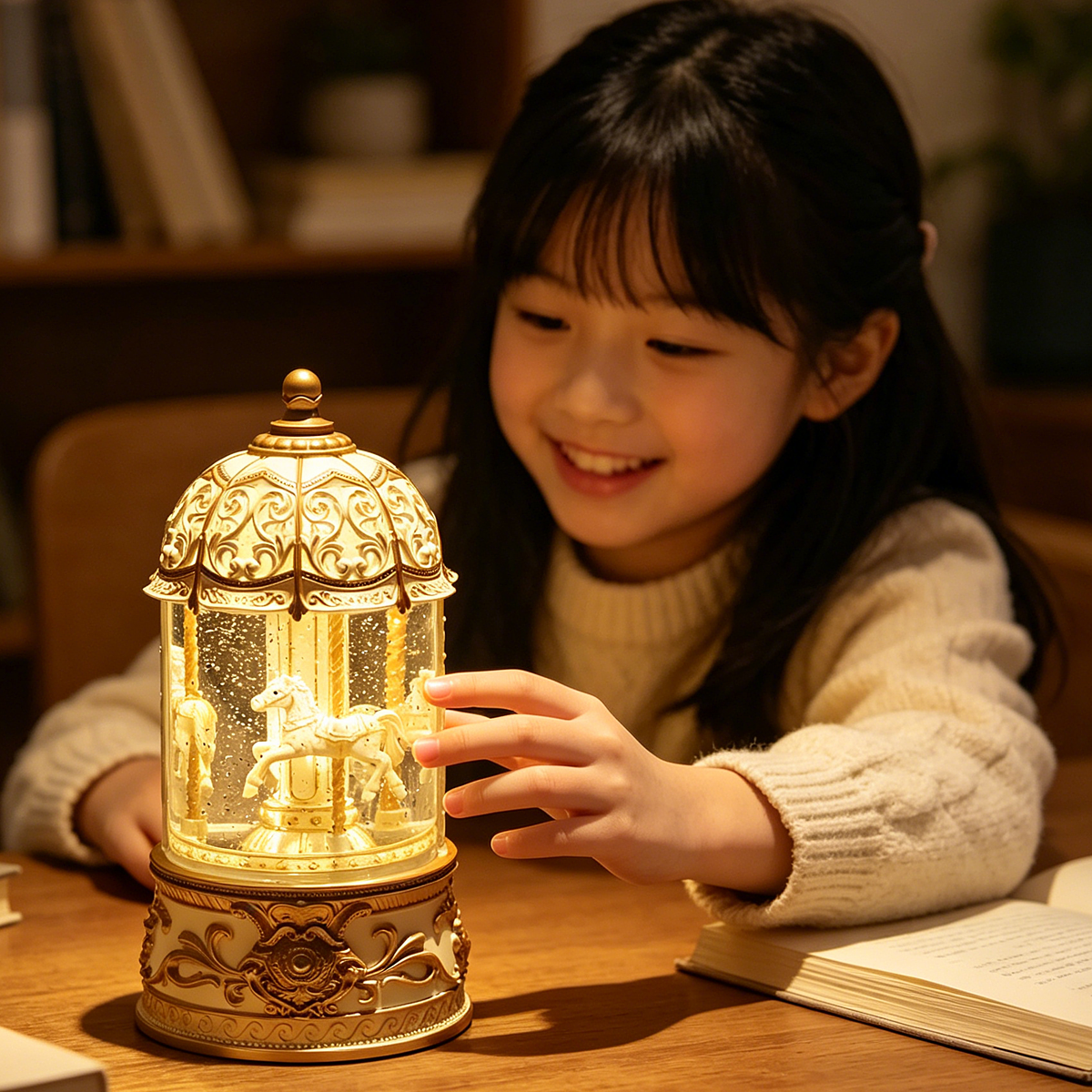 公主风儿童节礼物旋转木马音乐盒水晶球夜灯梦幻礼物女生生日