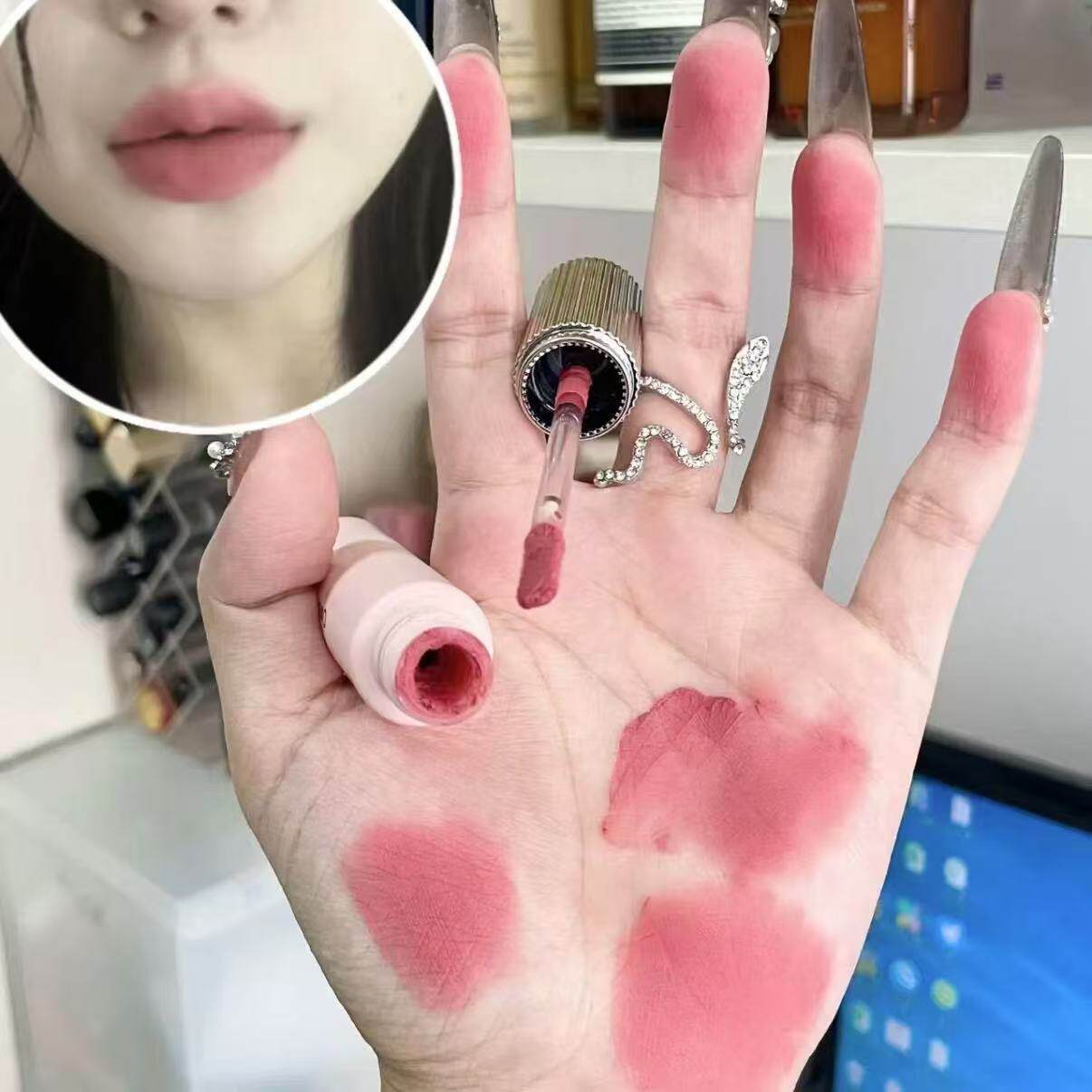 Owen james小粉锻唇釉哑光雾面丝绒不易掉色低饱和口红唇釉学生党