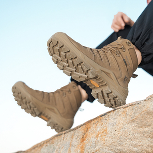 雪豹战术靴作战靴男户外登山中帮防水男鞋户外鞋冲锋鞋登山鞋靴子