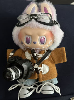 原创拉布布学院风牛角破洞牛仔裤娃衣套装labubu1代3代通用娃衣