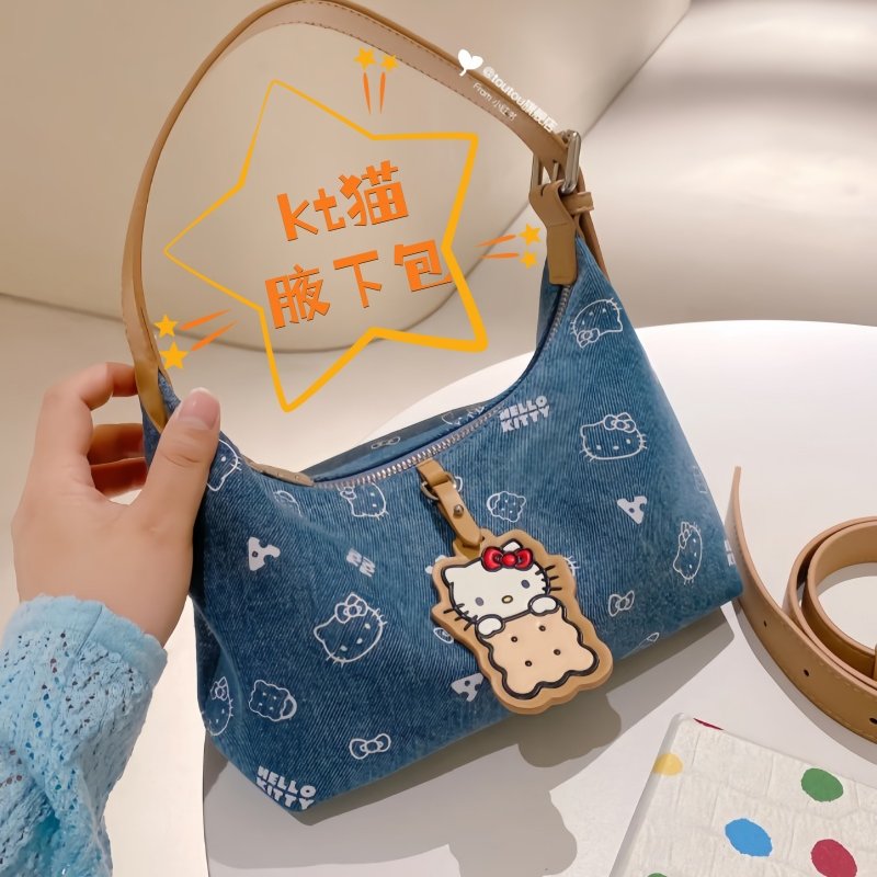 kt猫腋下包高颜值牛仔印花手提包