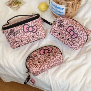 豹纹kt化妆包大容量便携式收纳包旅行外出手提洗漱包杂物收纳包女