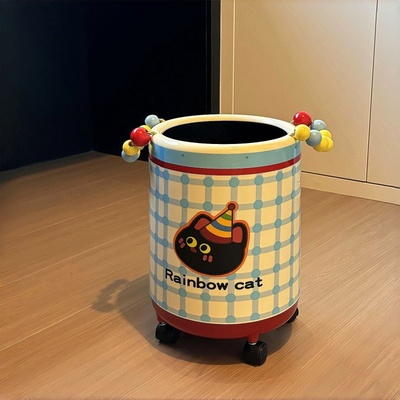 垃圾桶卧室床边客厅带轮子提手收纳筒纸篓厨房厨余卫生间厕所家用