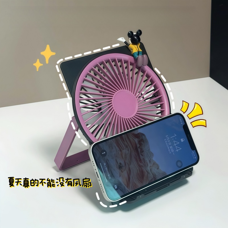 新款卡片风扇手机支架二合一便携式五档大容量电池多功能挂立两挂