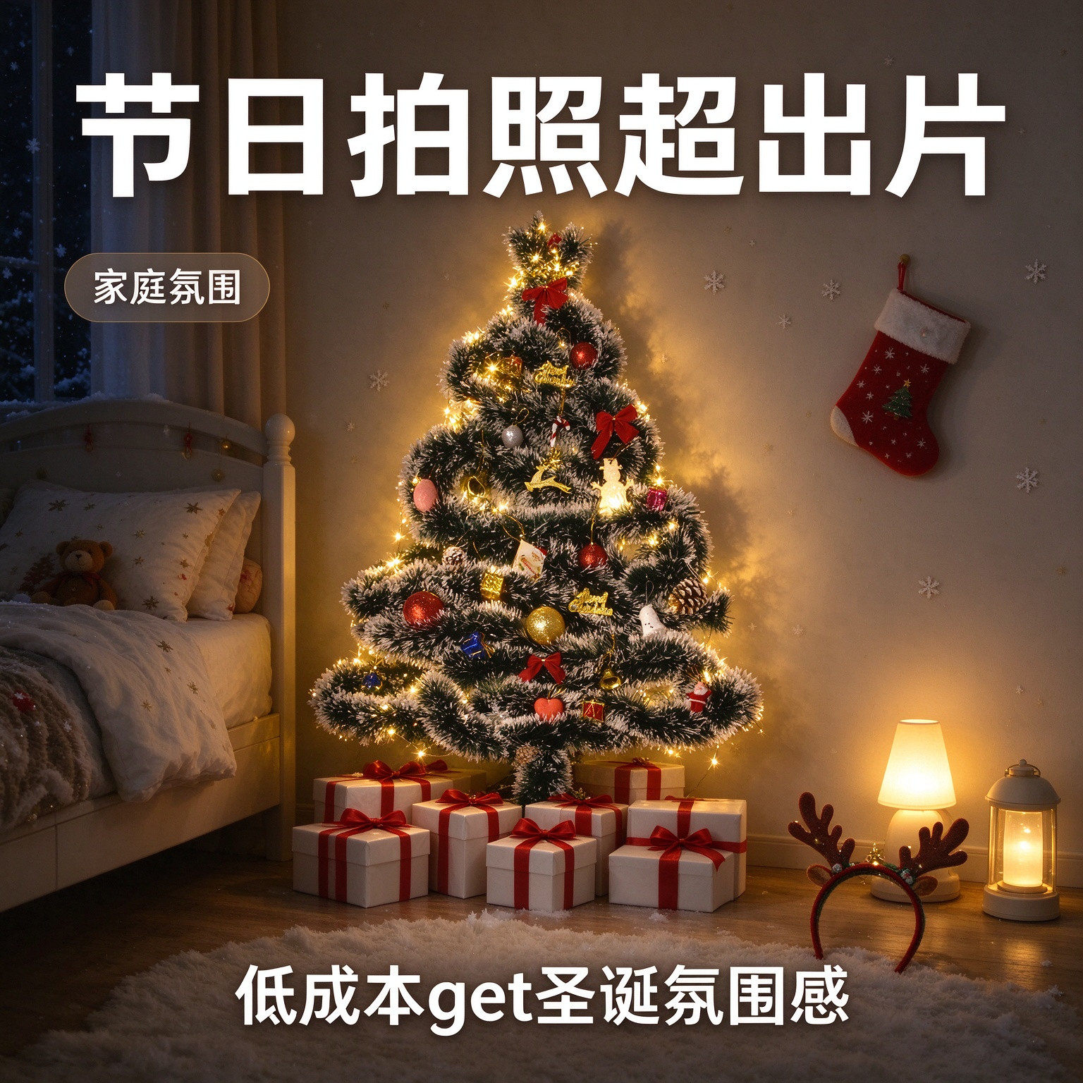 DIY免打孔圣诞树墙面毛条套装