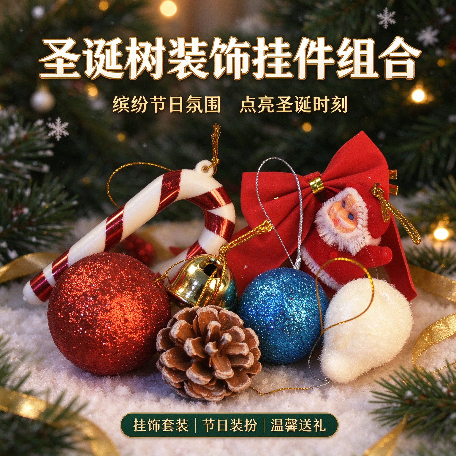圣诞树球形挂饰组合套装