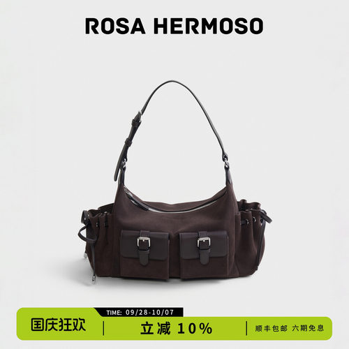 ROSA HERMOSO/珞赫「慕斯」hobo包麂皮反绒大容量多口袋包秋冬