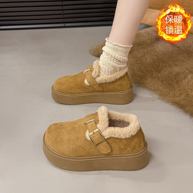 厚底增高勃肯鞋女冬2025新款加绒保暖一脚蹬雪地靴保暖博肯棉鞋子