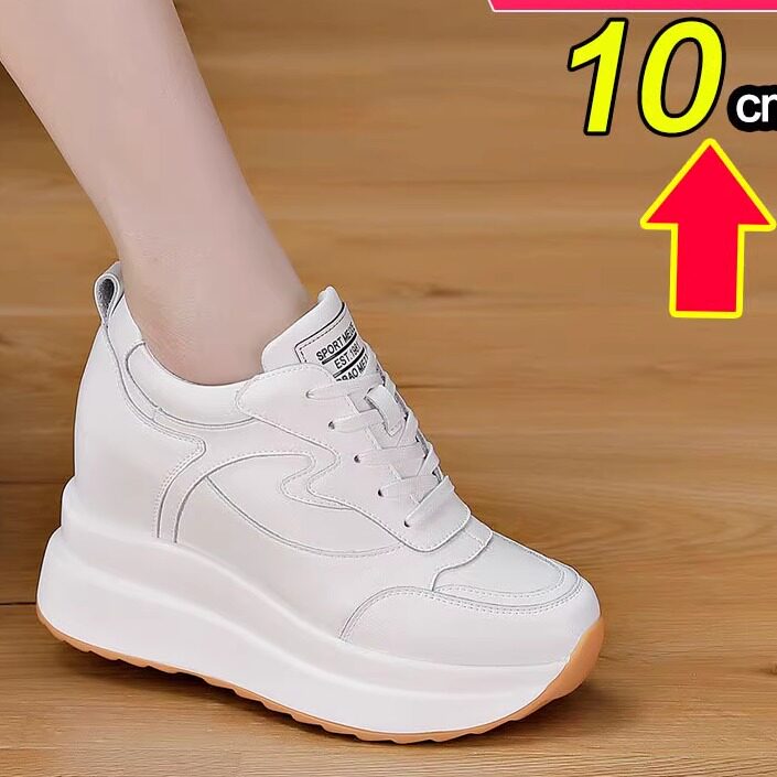 内增高女鞋2025春秋新款单鞋厚底松糕内增高休闲小白鞋女鞋,女鞋,松糕（摇摇）鞋,淘宝优惠券,粉丝福利购,淘宝优惠卷